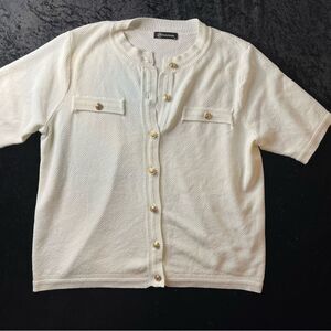 Pretty Garden Womens Elegant Cream Button Down Shirt